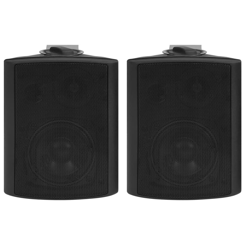 Wall-mounted Stereo Speakers 2 pcs Black Indoor Outdoor 80 W